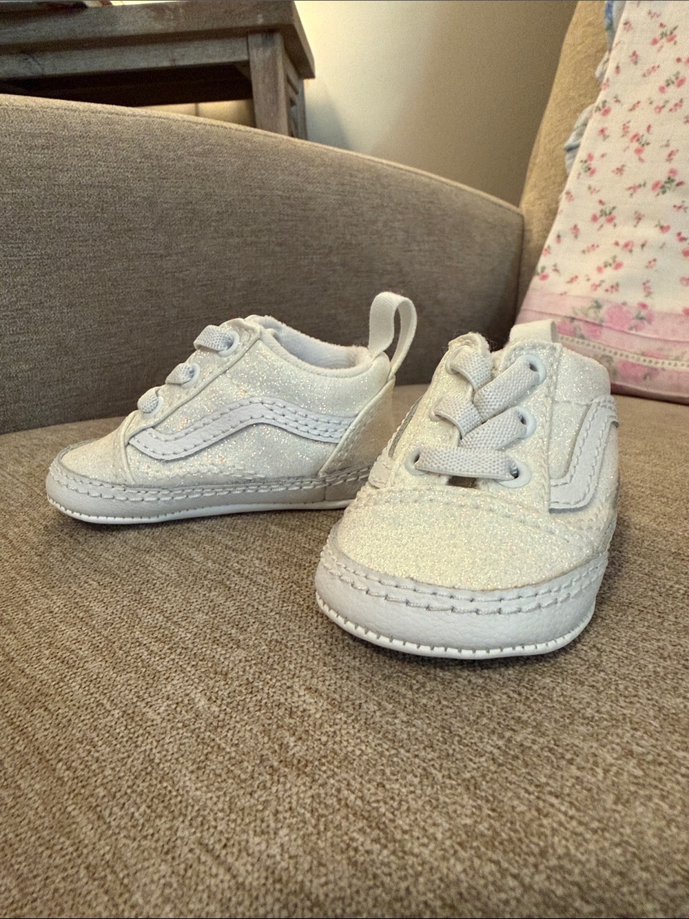 Vans Baby Glitter Lace-Up Shoes - White